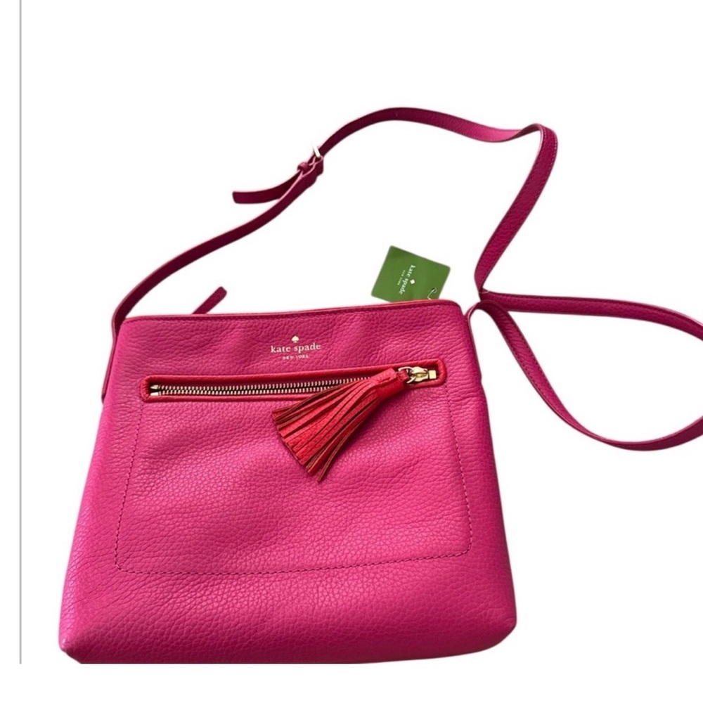 Kate Spade Hot Pink Pebbled Leather Crossbody with Tassel